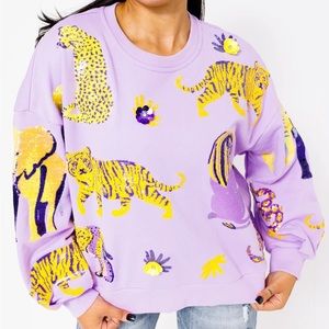 QOS Lavender & Yellow Animal Sweatshirt